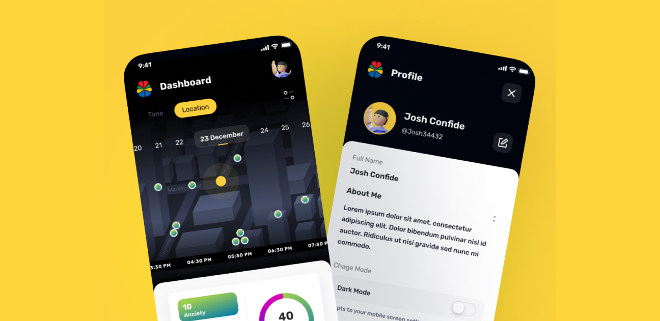 App design mockups by Welldux